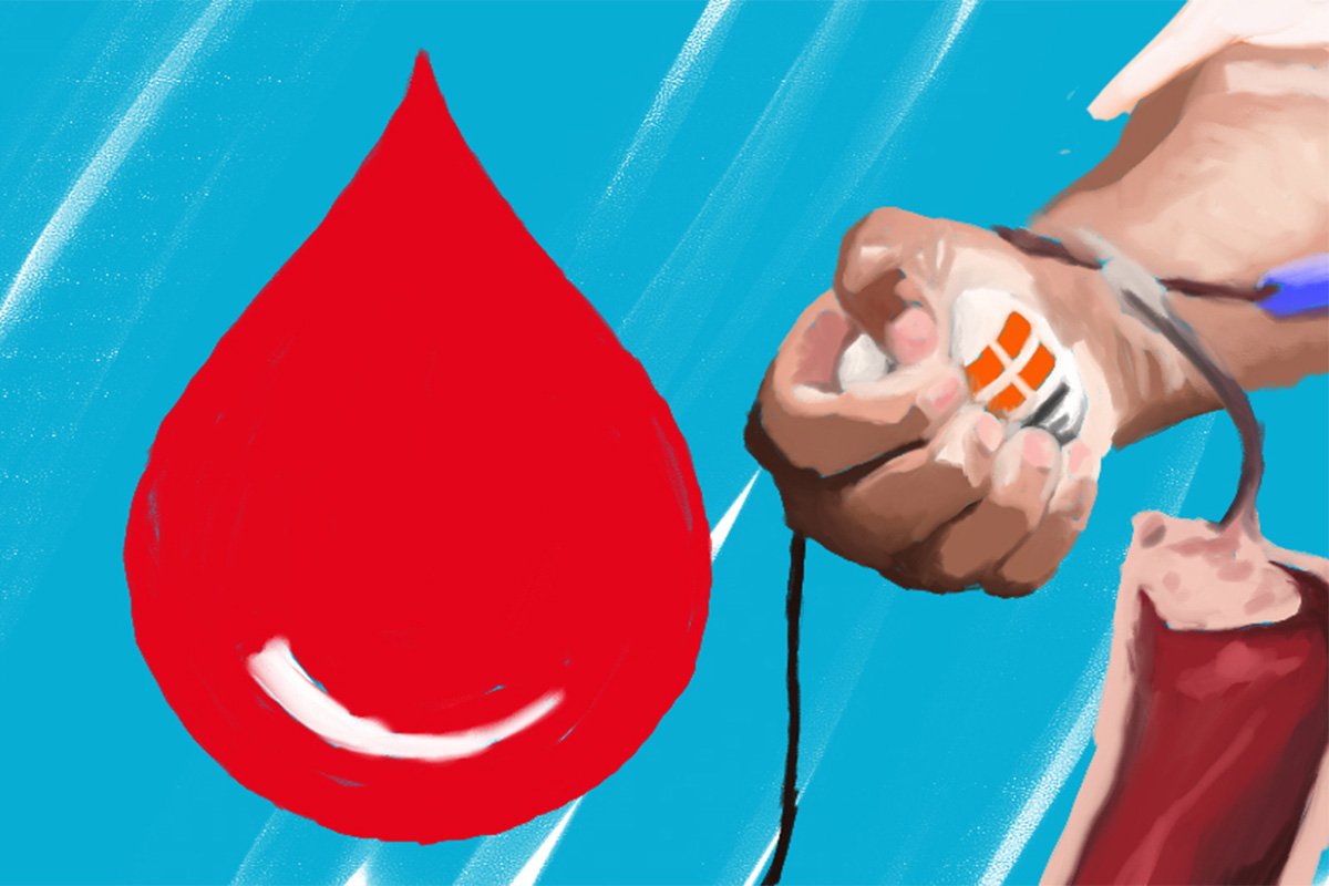 Illustration realized by the architectural agency Bulle Architectes on the occasion of the day of blood donation in Bordeaux.