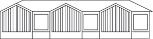 Pictogramme représentatif de l'architecture de l'ALSH de Gujan-Mestras créée par l'agence bordelaise Bulle Architectes.